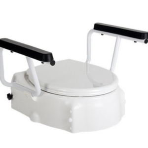 Reguliuojamo aukščio tualeto paaukštinimas su dangčiu ir porankiais